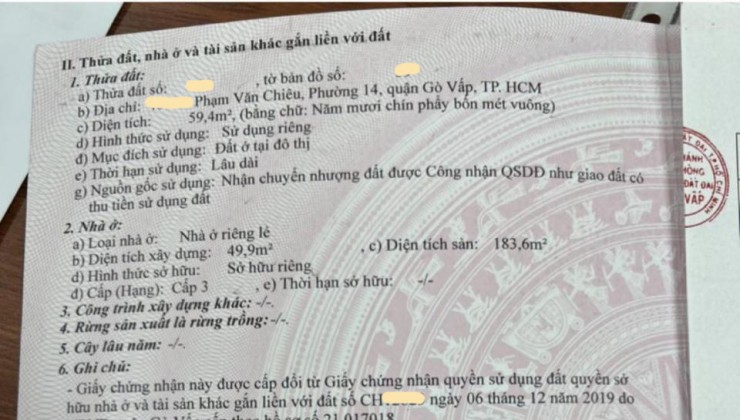 Bán nhà Phạm Văn Chiêu Phường 14 Q. Gò Vấp, ngang 7.68m, giá giảm còn 8.x tỷ